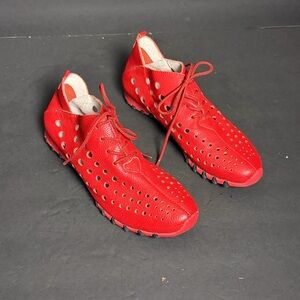LITFOOT LF9010 Comfort Soft Leather Red Walking Oxford Shoes Casual Women's 37